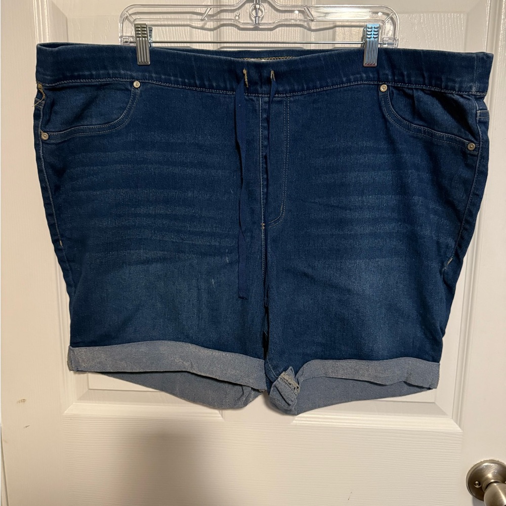 Dark Blue Plus Size Denim Shorts by Just B